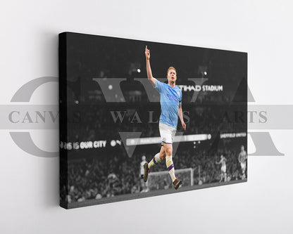 Kevin De Bruyne Black & White Canvas Art Soccer Canvas Wall Art