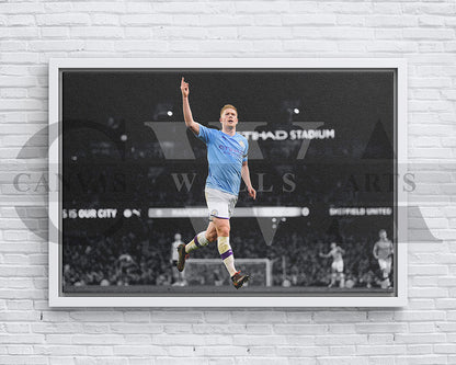 Kevin De Bruyne Black & White Canvas Art Soccer Canvas Wall Art