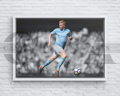 Kevin De Bruyne Black & White Canvas Art Soccer Canvas Wall Art