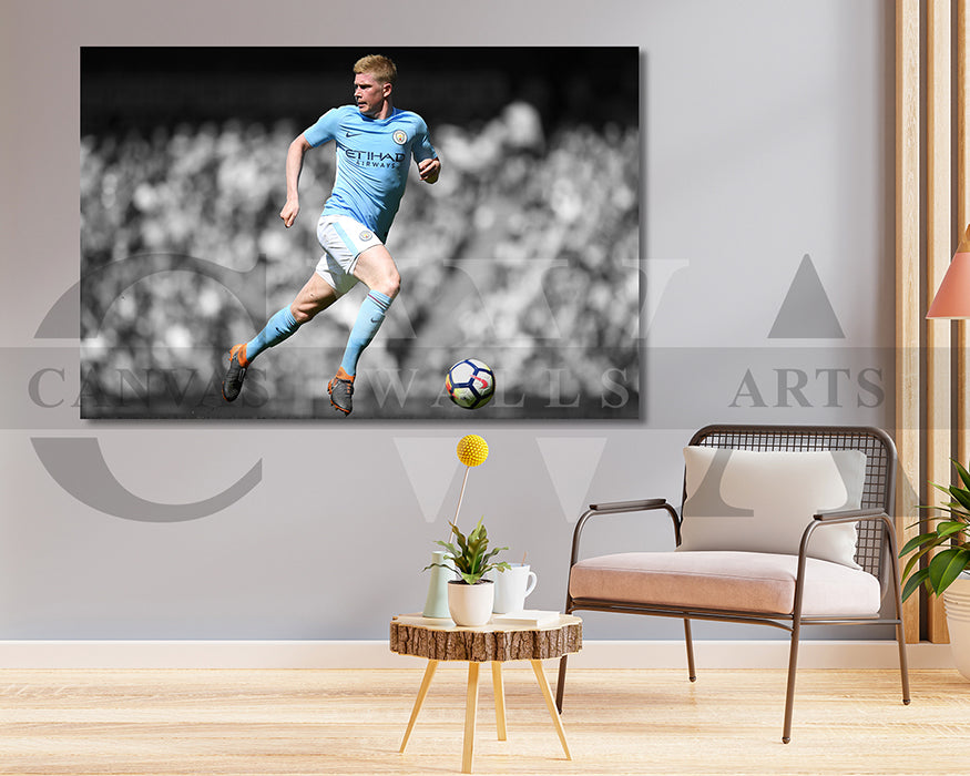 Kevin De Bruyne Black & White Canvas Art Soccer Canvas Wall Art