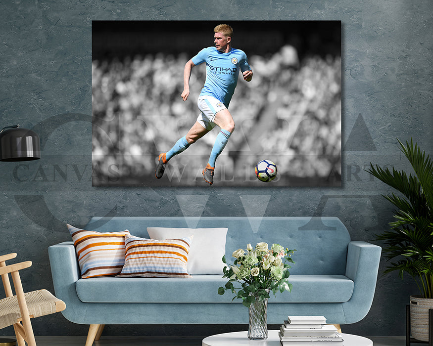 Kevin De Bruyne Black & White Canvas Art Soccer Canvas Wall Art