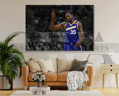 Kevin Durant Black & White Canvas Art Basketball Canvas Wall Art