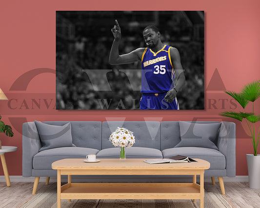 Kevin Durant Black & White Canvas Art Basketball Canvas Wall Art