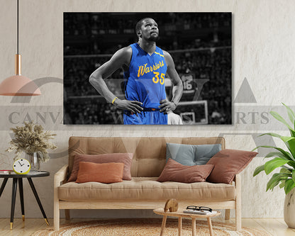 Kevin Durant Black & White Canvas Art Basketball Canvas Wall Art