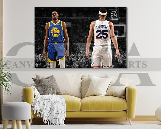 Kevin Durant Black & White Canvas Art Basketball Canvas Wall Art