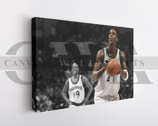 Kevin Garnett Black & White Canvas Art Basketball Canvas Wall Art
