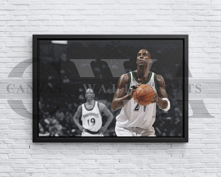 Kevin Garnett Black & White Canvas Art Basketball Canvas Wall Art