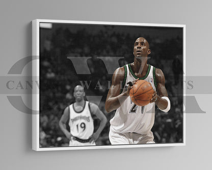 Kevin Garnett Black & White Canvas Art Basketball Canvas Wall Art
