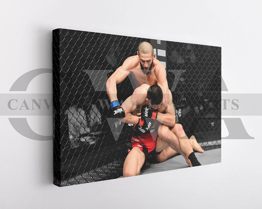 Khamzat Chimaev Black & White Canvas Art MMA Canvas Wall Art