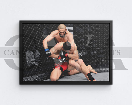 Khamzat Chimaev Black & White Canvas Art MMA Canvas Wall Art