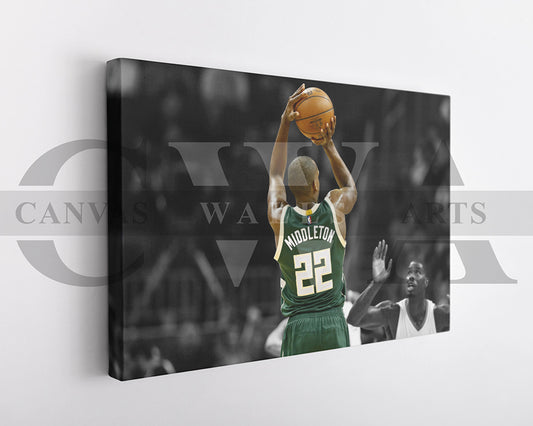 Khris Middleton Black & White Canvas Art Basketball Canvas Wall Art