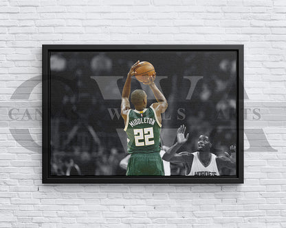 Khris Middleton Black & White Canvas Art Basketball Canvas Wall Art