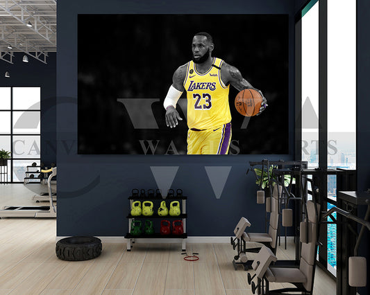 LeBron James Black & White Canvas Art Basketball Canvas Wall Art