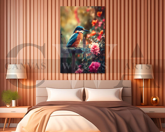 Kingfisher Canvas Wall Art Bird Poster Print
