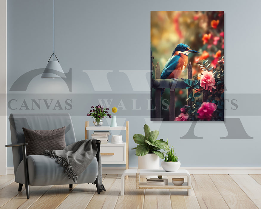 Kingfisher Canvas Wall Art Bird Poster Print