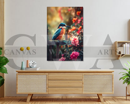 Kingfisher Canvas Wall Art Bird Poster Print