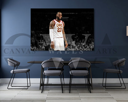 LeBron James Black & White Canvas Art Basketball Canvas Wall Art
