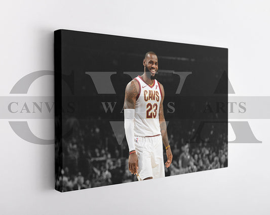 LeBron James Black & White Canvas Art Basketball Canvas Wall Art