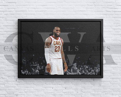 LeBron James Black & White Canvas Art Basketball Canvas Wall Art