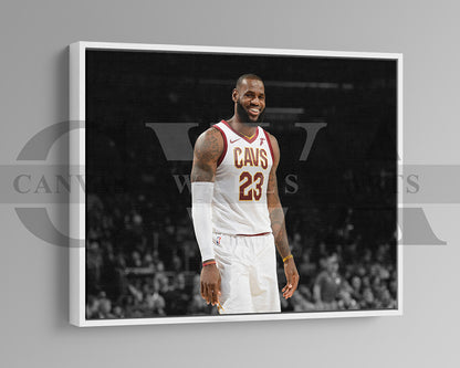 LeBron James Black & White Canvas Art Basketball Canvas Wall Art