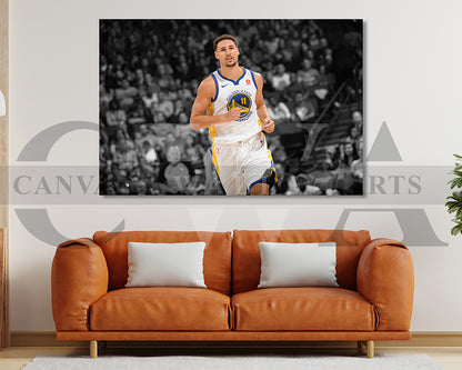 Klay Thompson Black & White Canvas Art Basketball Canvas Wall Art