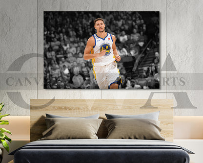 Klay Thompson Black & White Canvas Art Basketball Canvas Wall Art