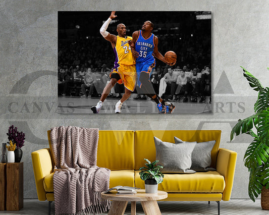 Kobe Bryant Black & White Canvas Art Basketball Canvas Wall Art