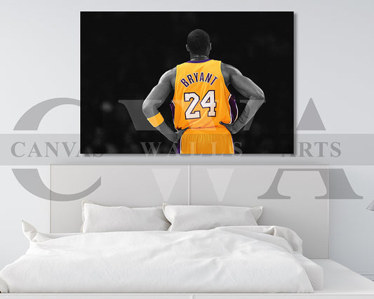 Kobe Bryant Black & White Canvas Art Basketball Canvas Wall Art