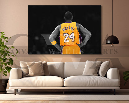 Kobe Bryant Black & White Canvas Art Basketball Canvas Wall Art