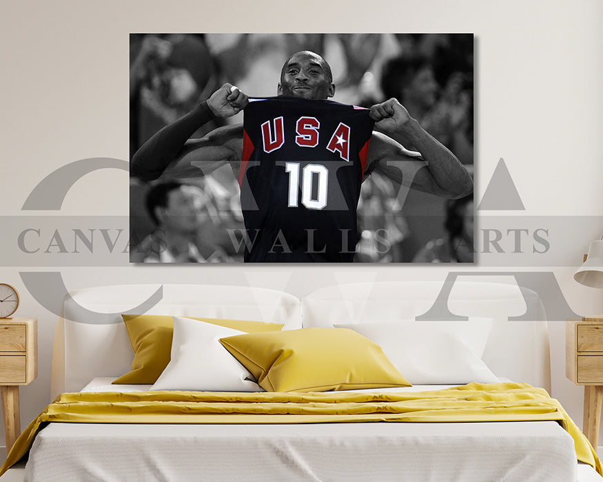 Kobe Bryant Black & White Canvas Art Basketball Canvas Wall Art