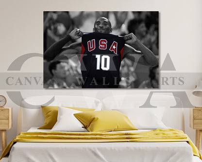 Kobe Bryant Black & White Canvas Art Basketball Canvas Wall Art