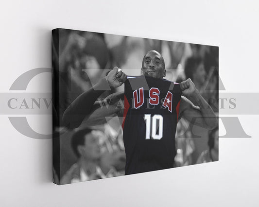 Kobe Bryant Black & White Canvas Art Basketball Canvas Wall Art