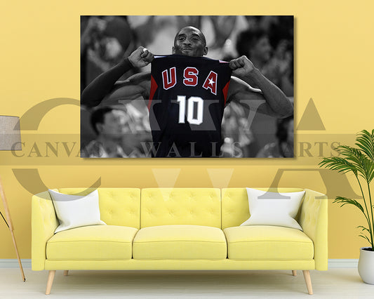 Kobe Bryant Black & White Canvas Art Basketball Canvas Wall Art