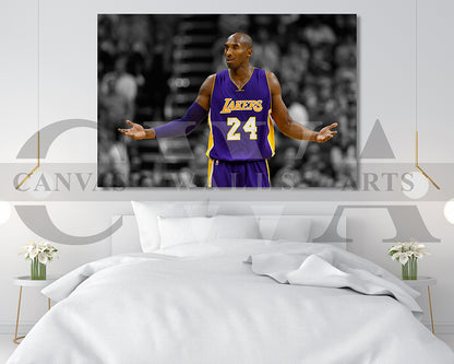 Kobe Bryant Black & White Canvas Art Basketball Canvas Wall Art