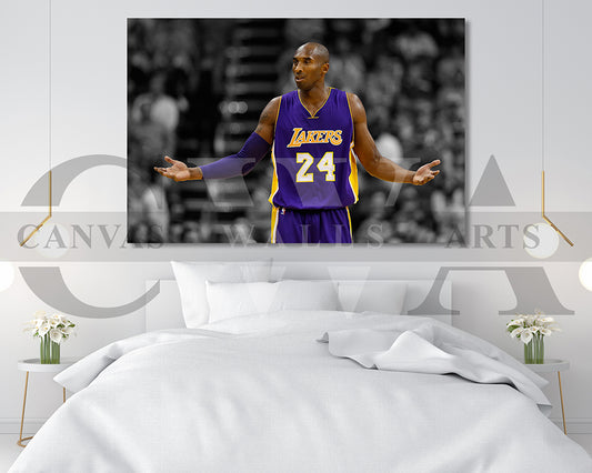 Kobe Bryant Black & White Canvas Art Basketball Canvas Wall Art
