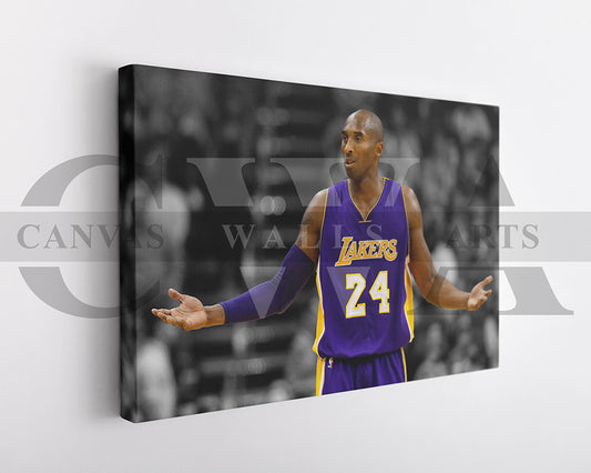 Kobe Bryant Black & White Canvas Art Basketball Canvas Wall Art