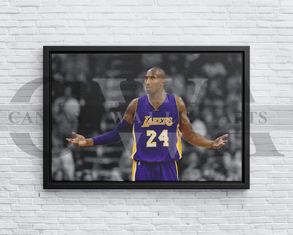 Kobe Bryant Black & White Canvas Art Basketball Canvas Wall Art