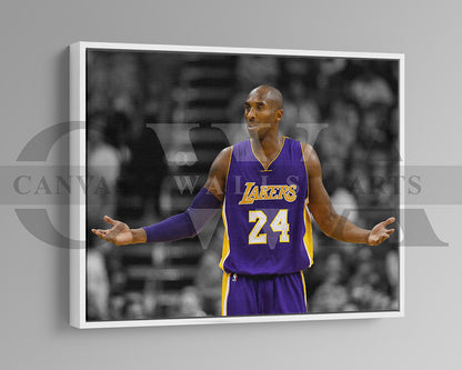 Kobe Bryant Black & White Canvas Art Basketball Canvas Wall Art