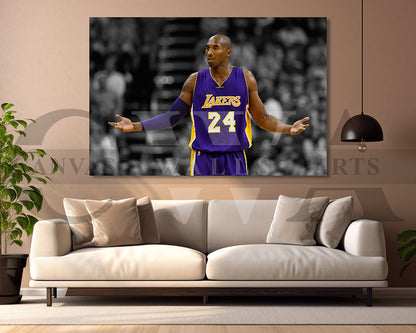 Kobe Bryant Black & White Canvas Art Basketball Canvas Wall Art