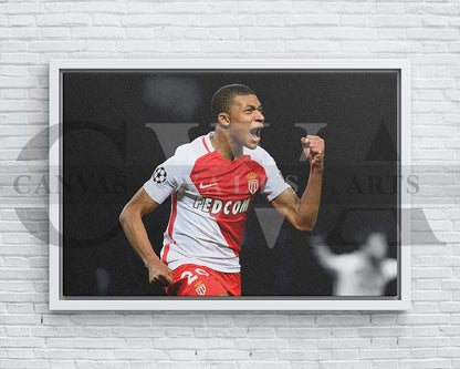 Kylian Mbappe Black & White Canvas Art Soccer Canvas Wall Art