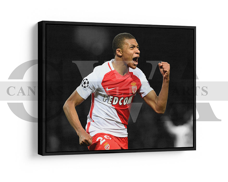 Kylian Mbappe Black & White Canvas Art Soccer Canvas Wall Art