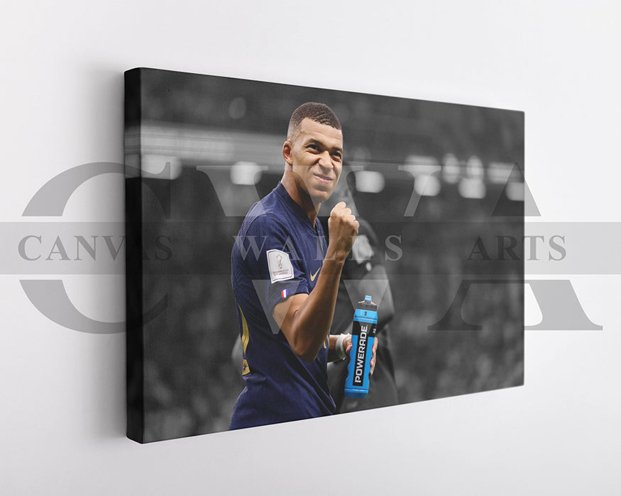 Kylian Mbappe Black & White Canvas Art Soccer Canvas Wall Art