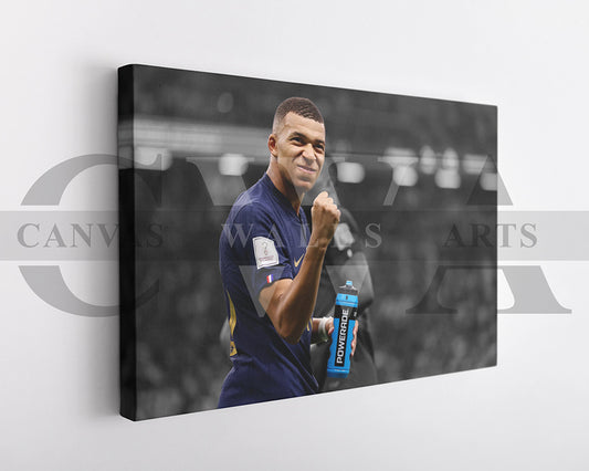 Kylian Mbappe Black & White Canvas Art Soccer Canvas Wall Art