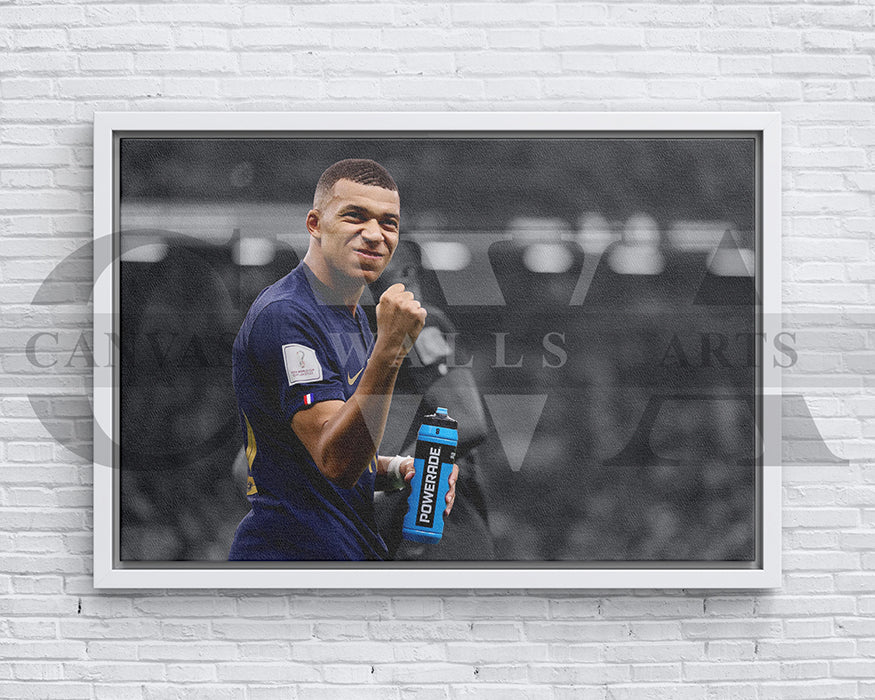 Kylian Mbappe Black & White Canvas Art Soccer Canvas Wall Art