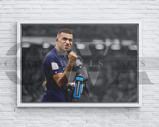 Kylian Mbappe Black & White Canvas Art Soccer Canvas Wall Art