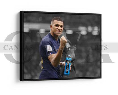 Kylian Mbappe Black & White Canvas Art Soccer Canvas Wall Art