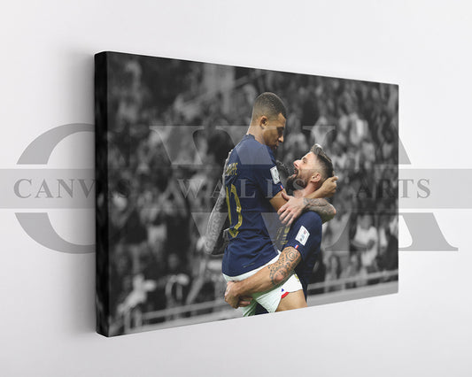 Kylian Mbappe Black & White Canvas Art Soccer Canvas Wall Art