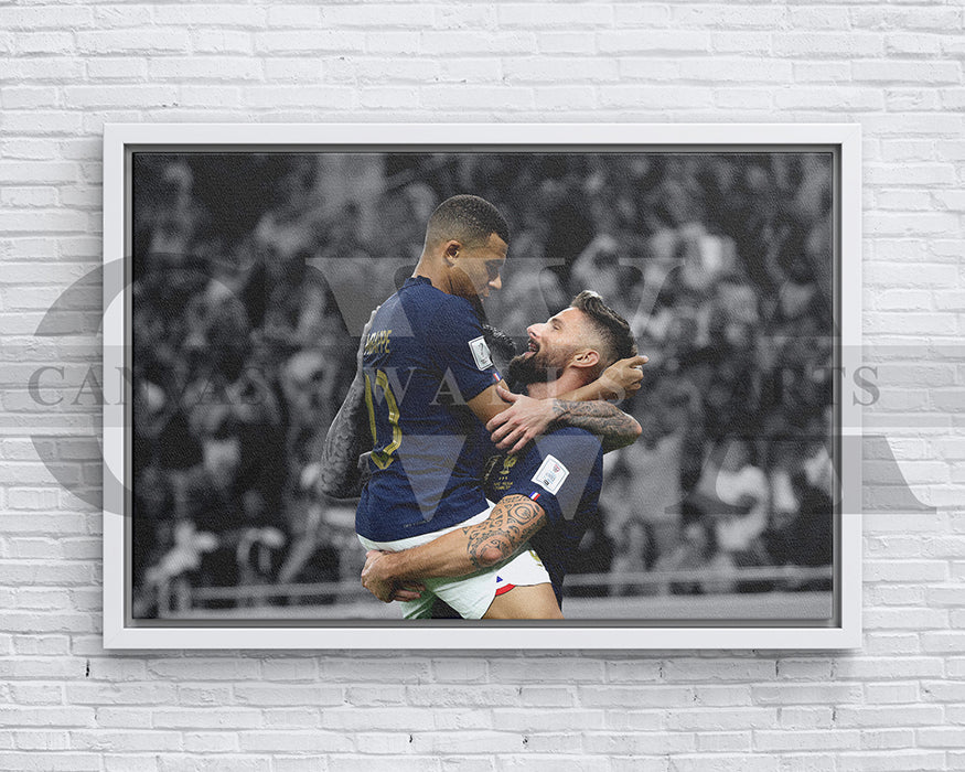 Kylian Mbappe Black & White Canvas Art Soccer Canvas Wall Art
