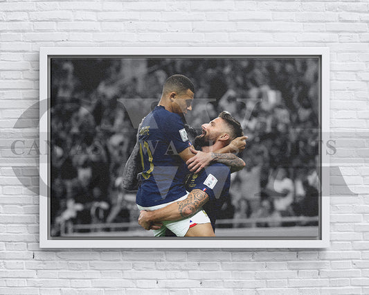 Kylian Mbappe Black & White Canvas Art Soccer Canvas Wall Art