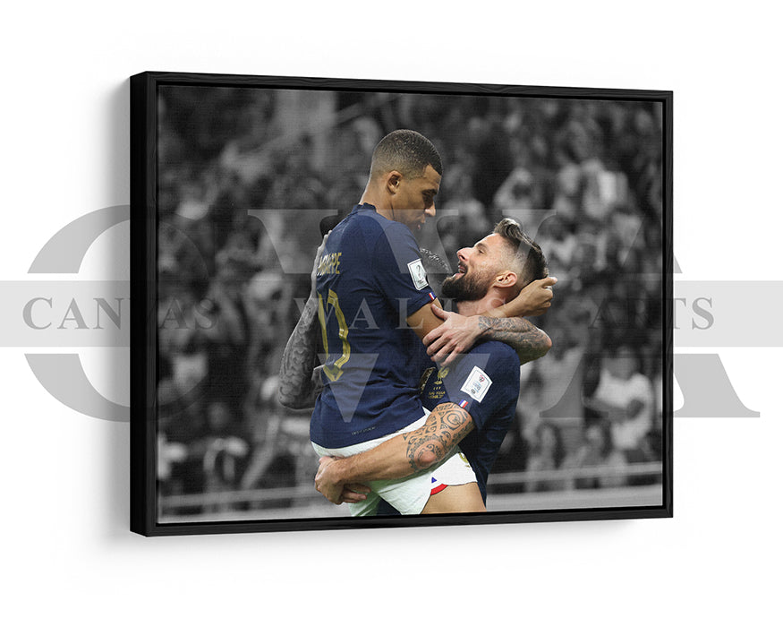 Kylian Mbappe Black & White Canvas Art Soccer Canvas Wall Art